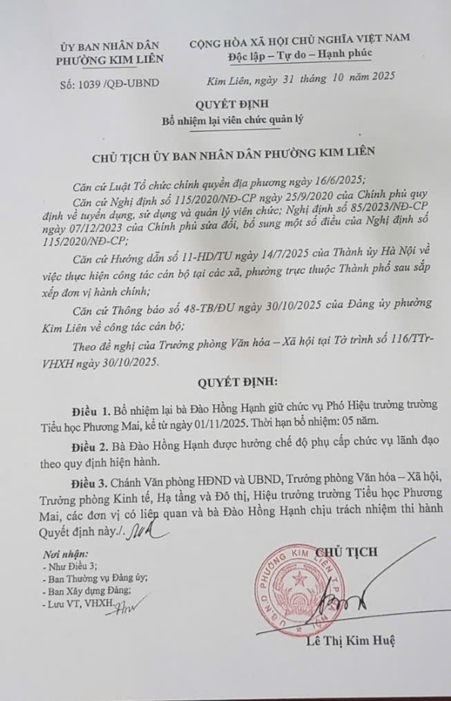 QĐ bổ nhiệm HP1