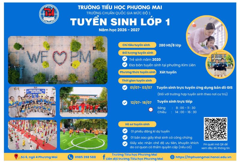 TH&Ocirc;NG B&Aacute;O TUYỂN SINH LỚP 1, NĂM HỌC 2026 - 2027