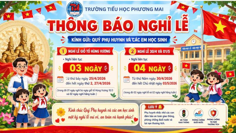 TH&Ocirc;NG B&Aacute;O LỊCH NGHỈ LỄ GIỖ TỔ H&Ugrave;NG VƯƠNG V&Agrave; 30/4 - 1/5